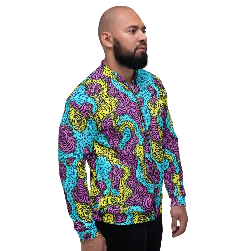 Electric Bloom Maze on Bomber Jacket — Right