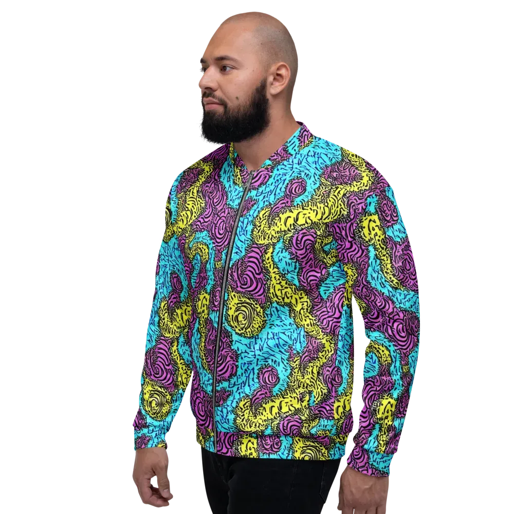 Electric Bloom Maze on Bomber Jacket — Left