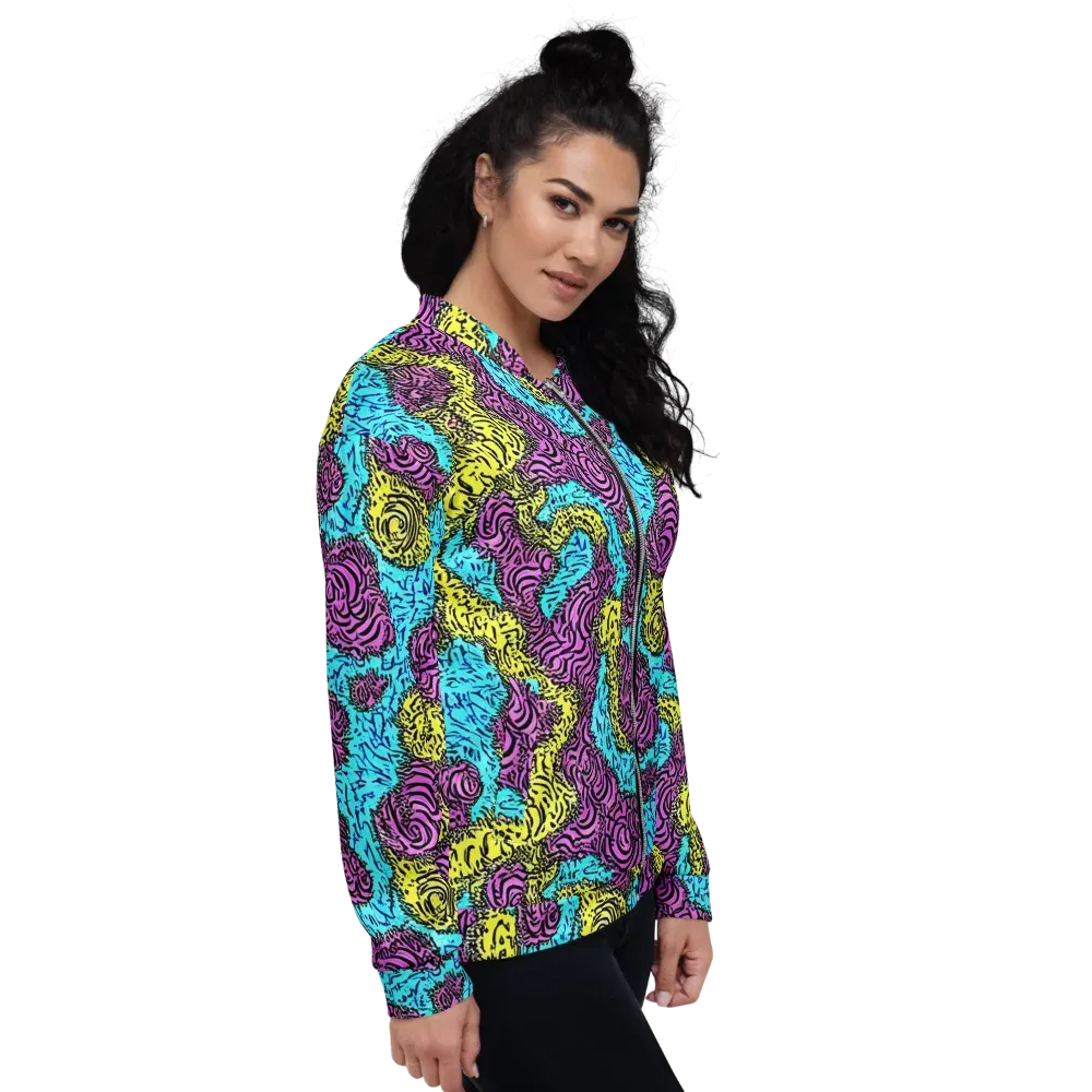 Electric Bloom Maze on Bomber Jacket — Right