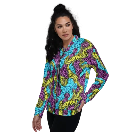 Electric Bloom Maze on a Bomber Jacket