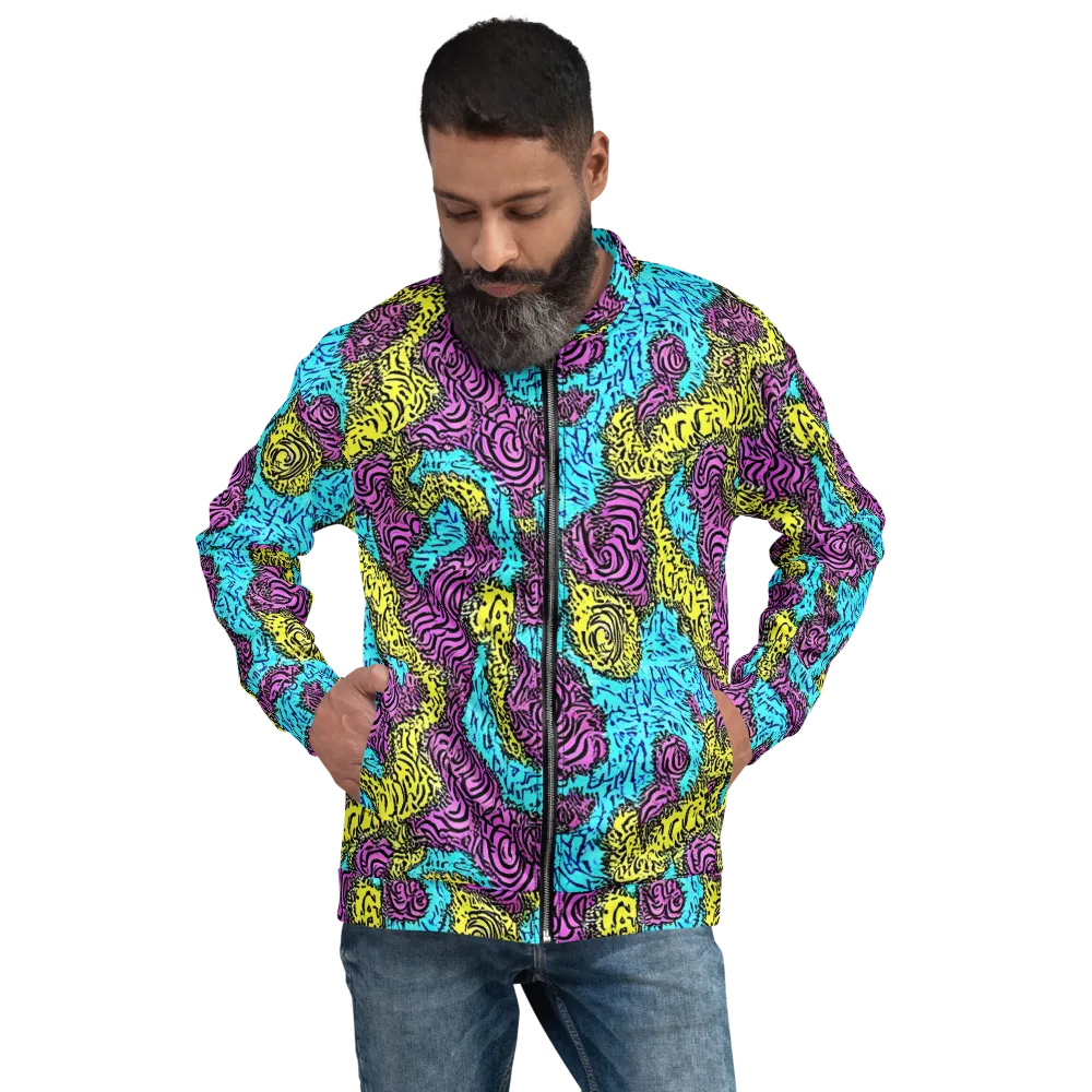 Electric Bloom Maze on Bomber Jacket — Front