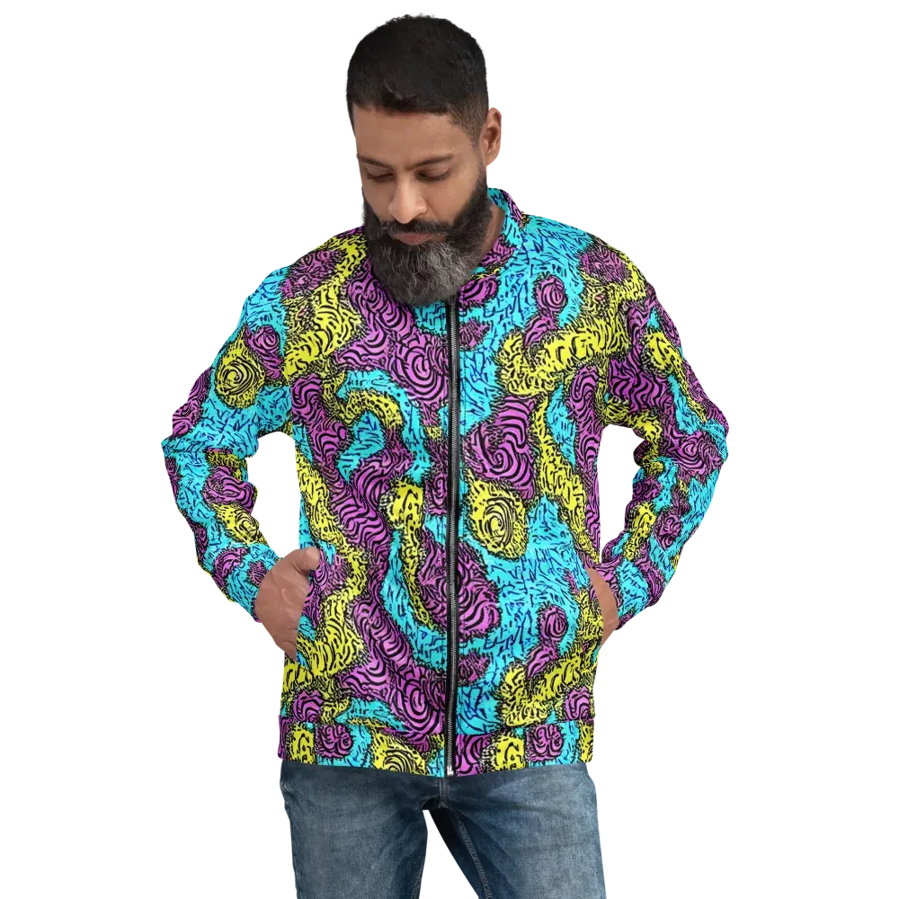 Electric Bloom Maze on Bomber Jacket — Front