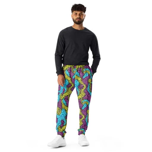 Electric Bloom Maze on a Men's Joggers