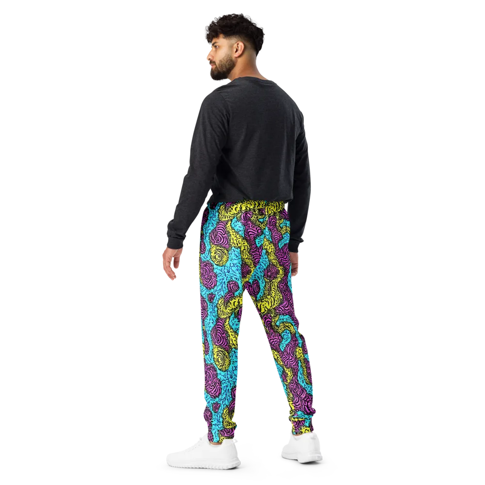 Electric Bloom Maze on Men's Joggers — Back