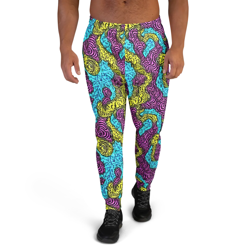 Electric Bloom Maze on Men's Joggers — Front