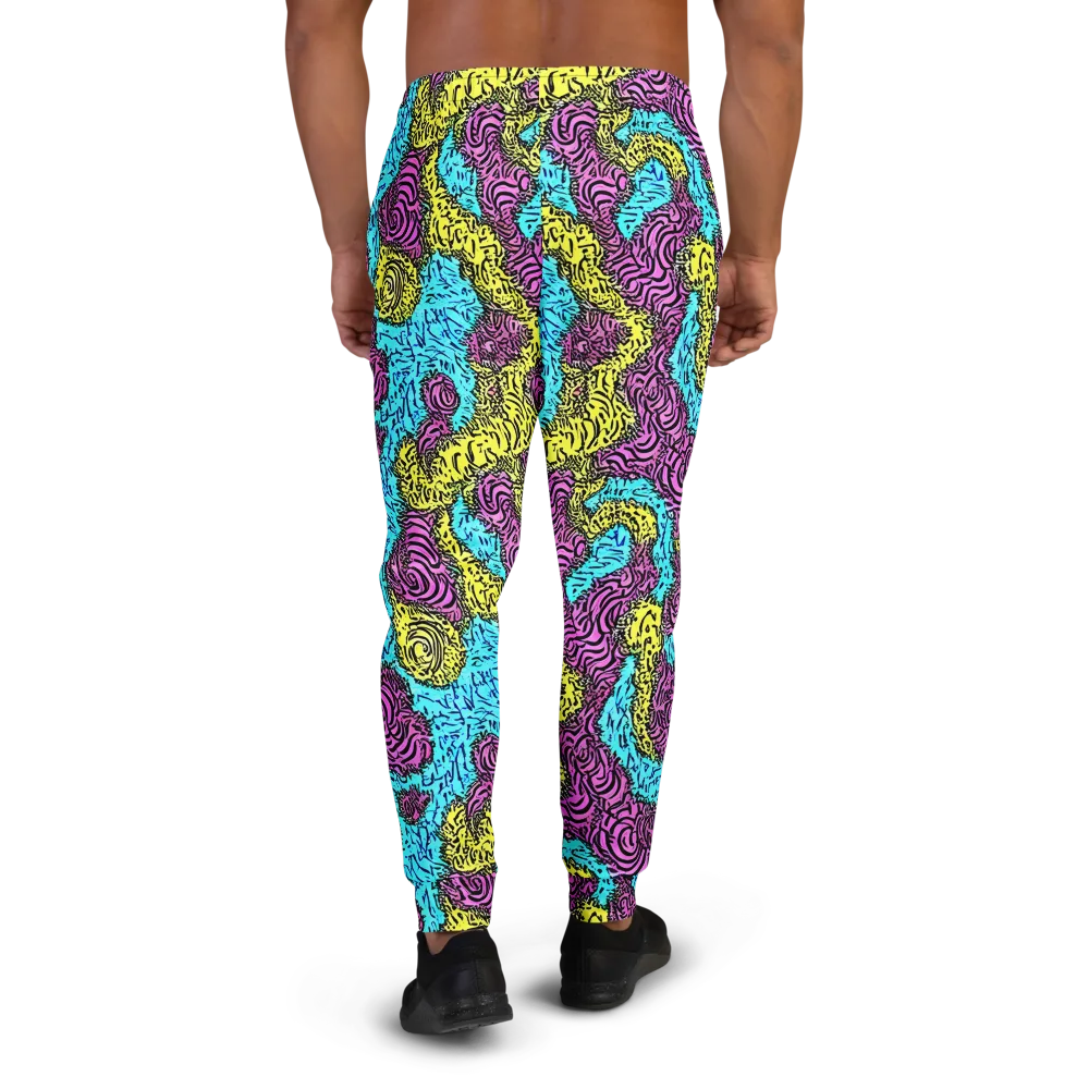 Electric Bloom Maze on Men's Joggers — Back