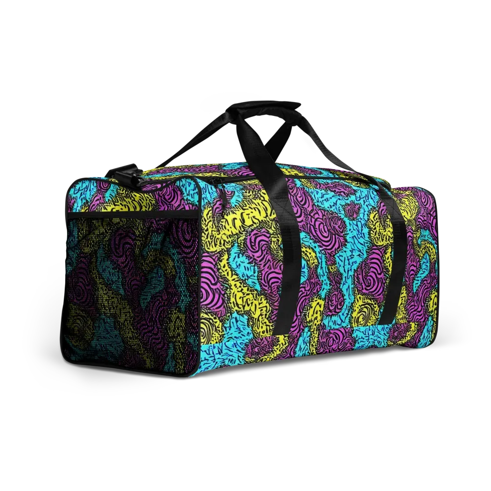 Electric Bloom Maze on Duffle Bag — Right Front