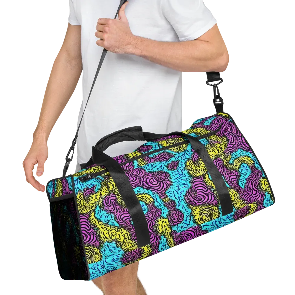 Electric Bloom Maze on Duffle Bag — Right Front