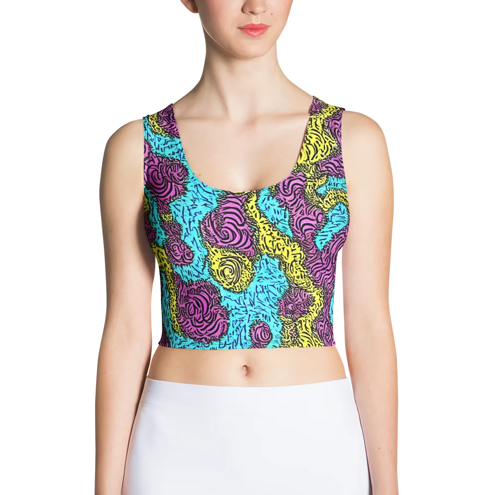 Electric Bloom Maze on Crop Top — Front
