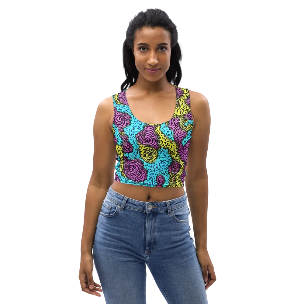 Electric Bloom Maze on Crop Top — Front