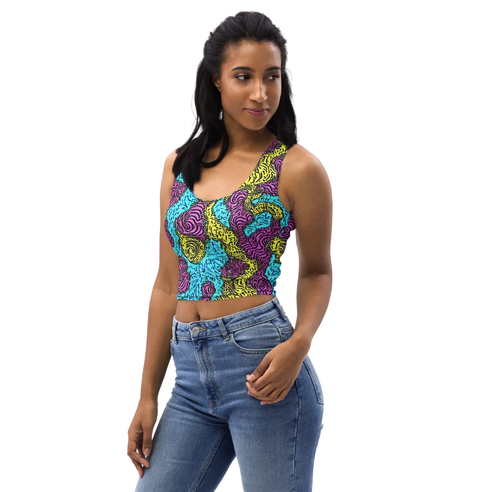Electric Bloom Maze on Crop Top — Left Front