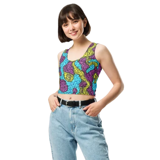 Electric Bloom Maze on a Crop Top