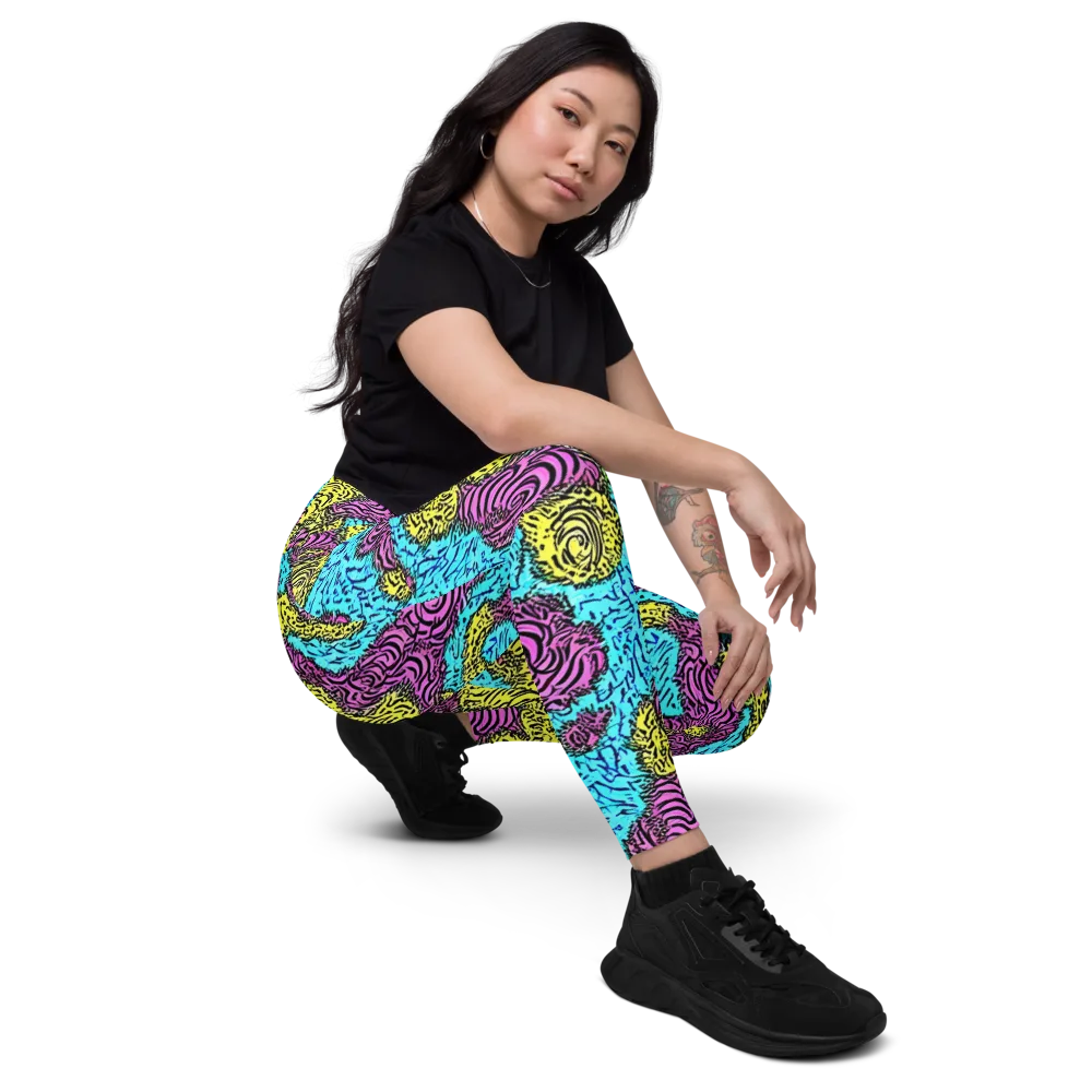 Electric Bloom Maze on Leggings with Pockets — Right Front