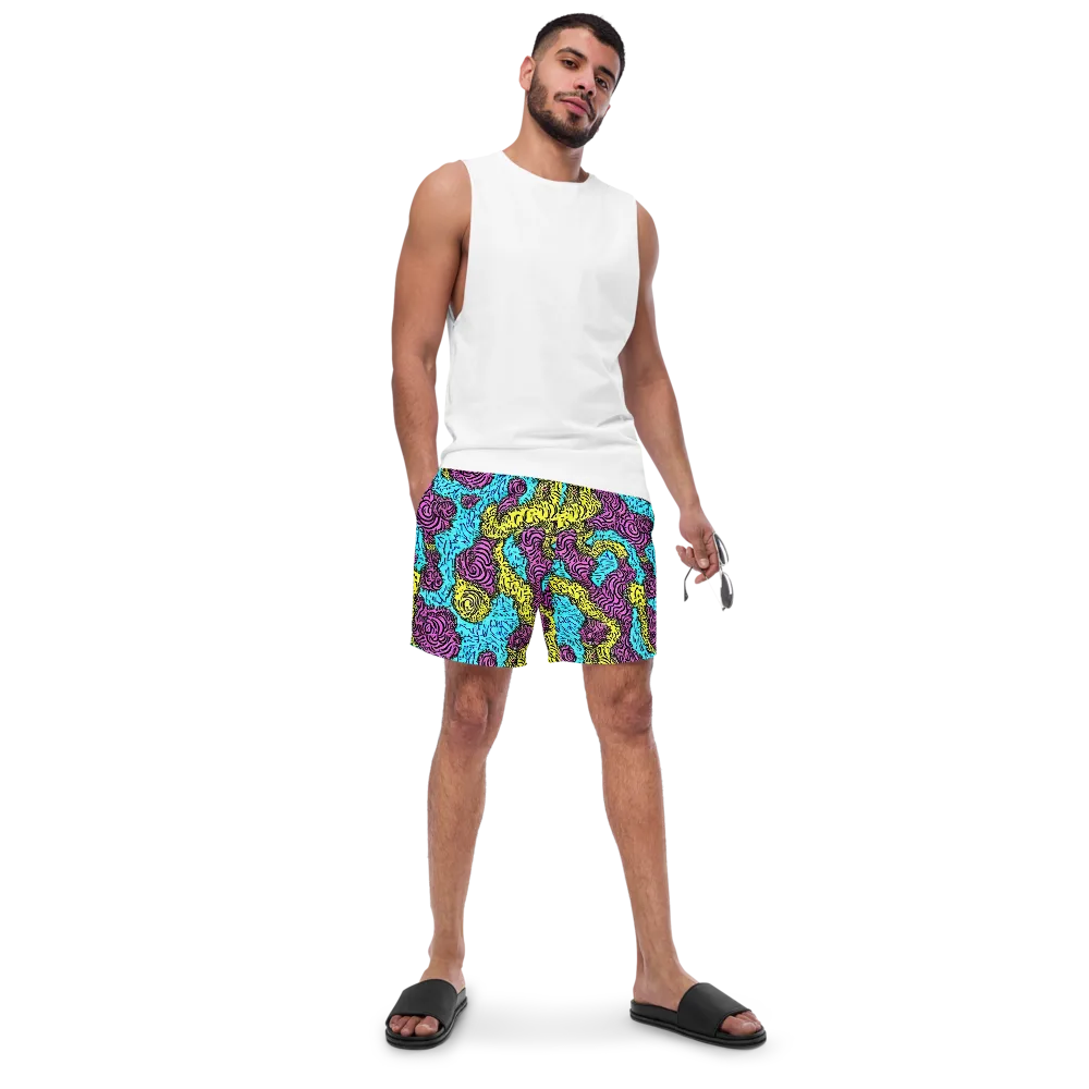 Electric Bloom Maze on Swim Trunks — Front
