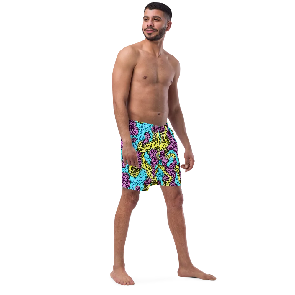 Electric Bloom Maze on Swim Trunks — Right Front
