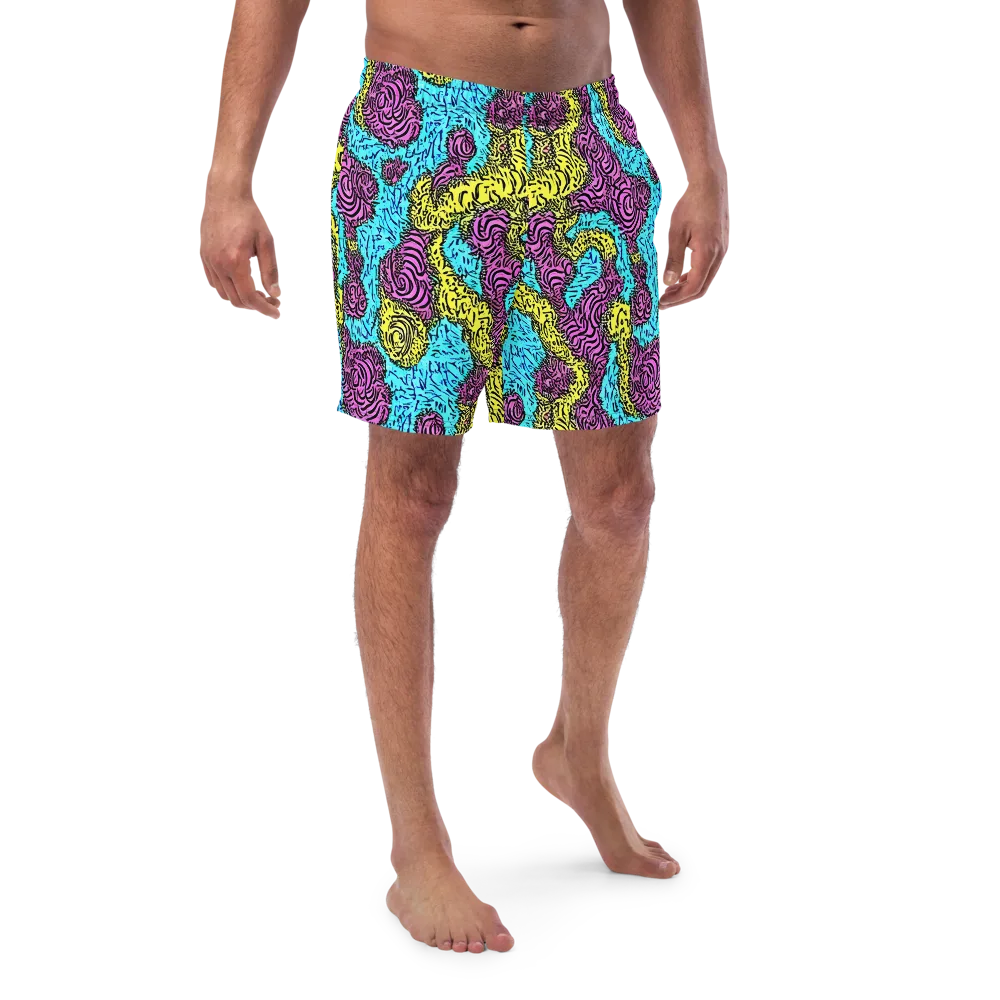 Electric Bloom Maze on Swim Trunks — Front