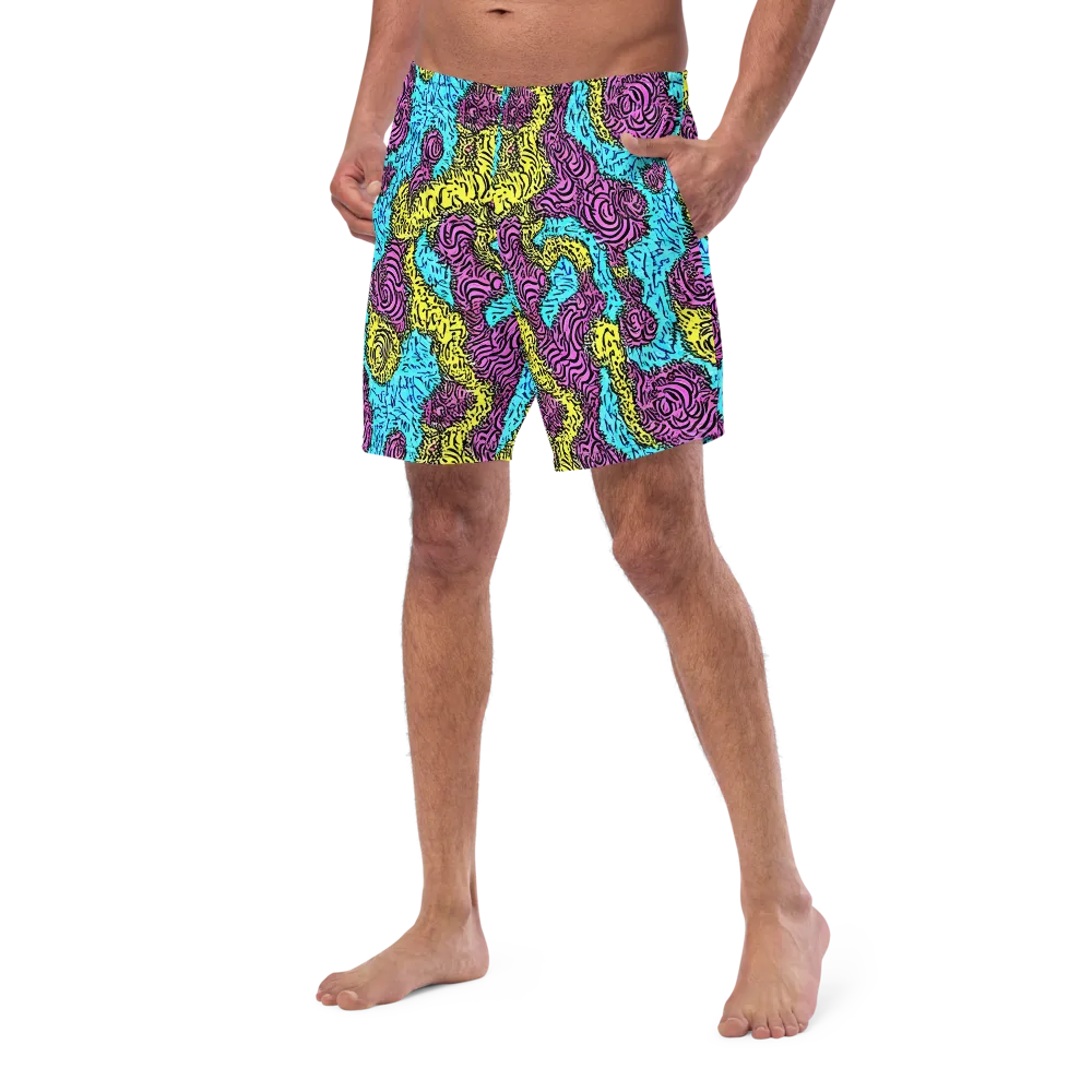 Electric Bloom Maze on Swim Trunks — Left Front
