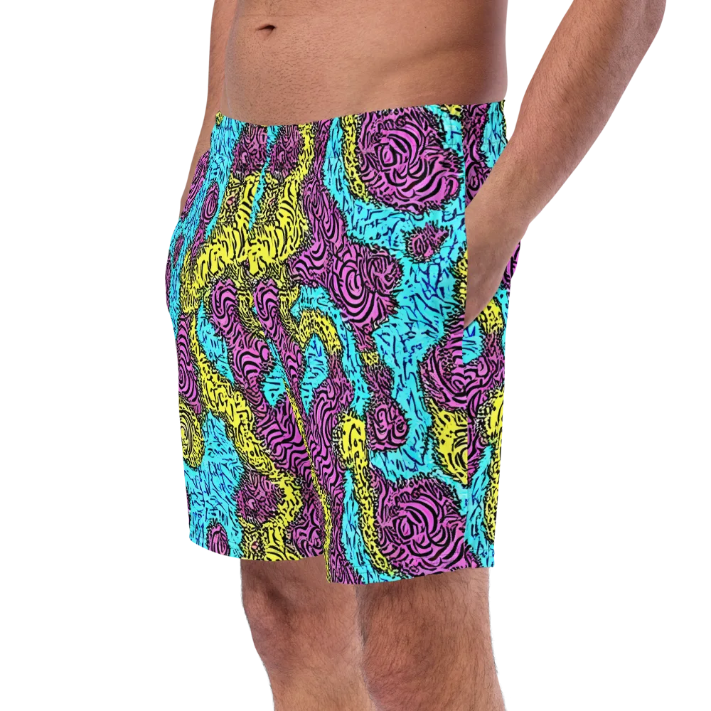 Electric Bloom Maze on Swim Trunks — Left Front