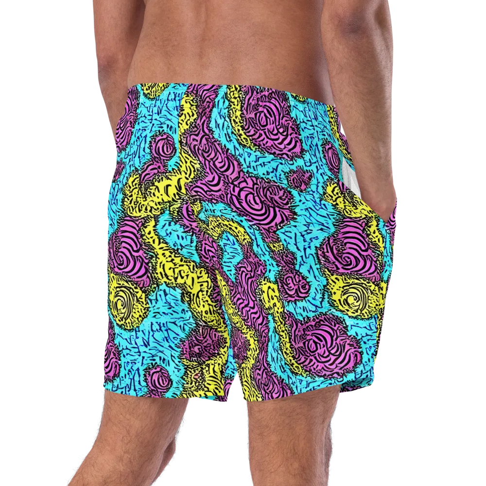 Electric Bloom Maze on Swim Trunks — Right Back