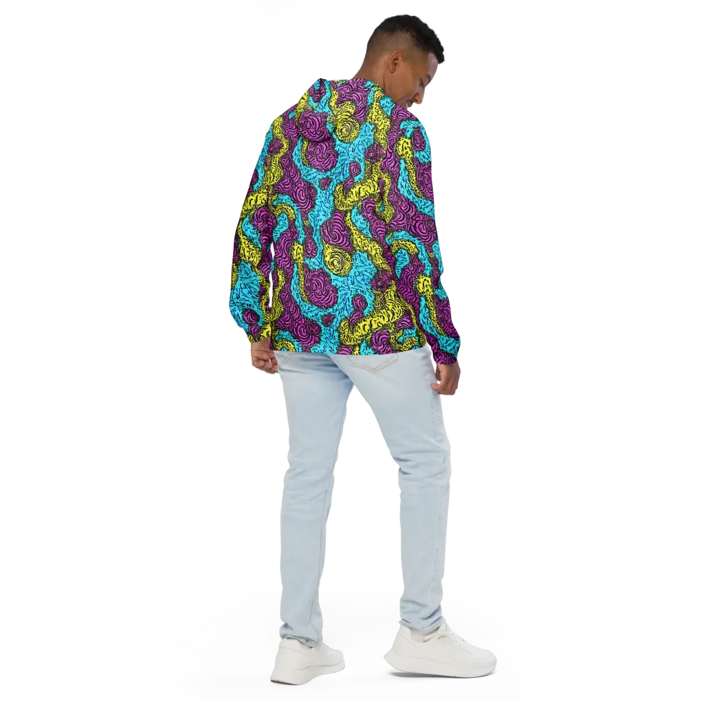 Electric Bloom Maze on Men's Windbreaker — Back