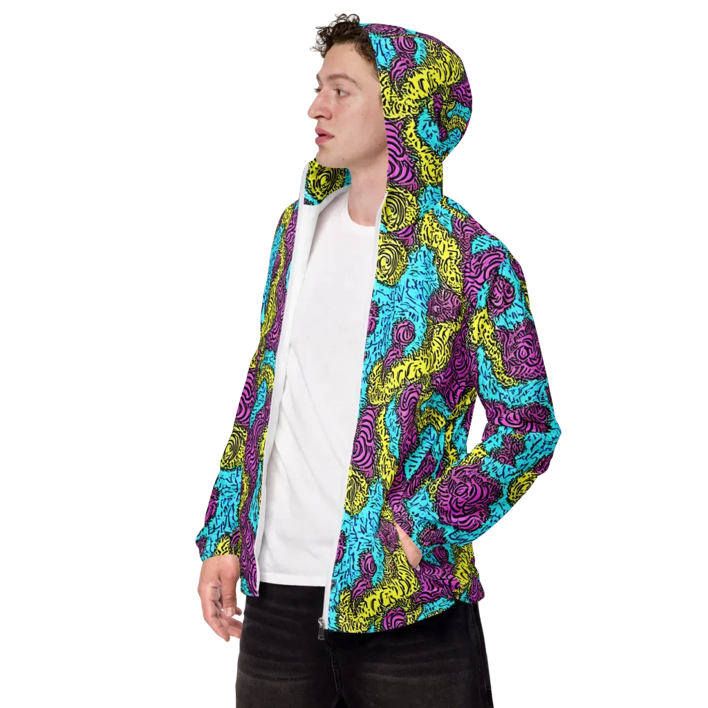 Electric Bloom Maze on Men's Windbreaker — Left Front