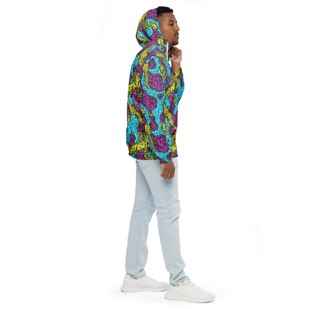 Electric Bloom Maze on Men's Windbreaker — Right