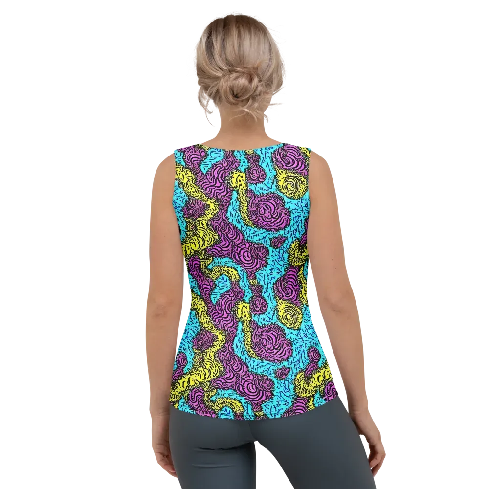 Electric Bloom Maze on Women's Tank Top — Back