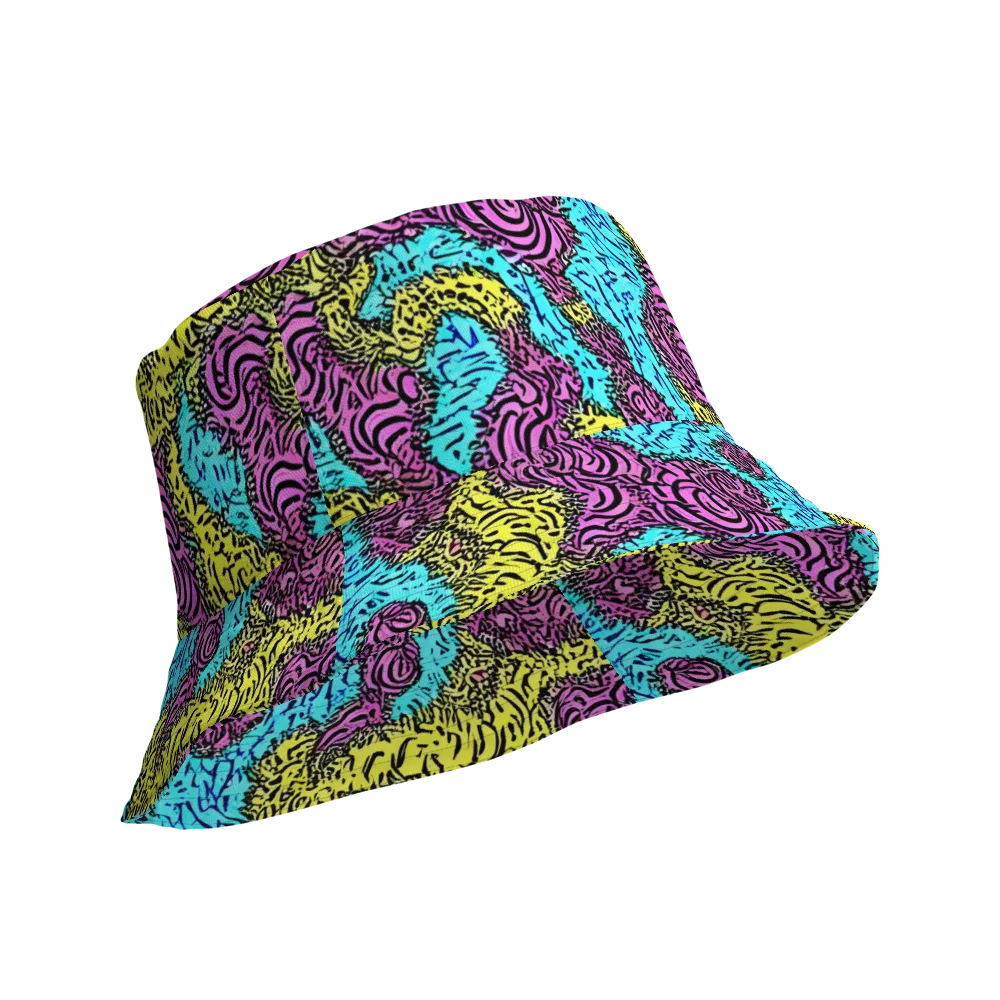 Electric Bloom Maze on Reversible Bucket Hat — Product details Outside