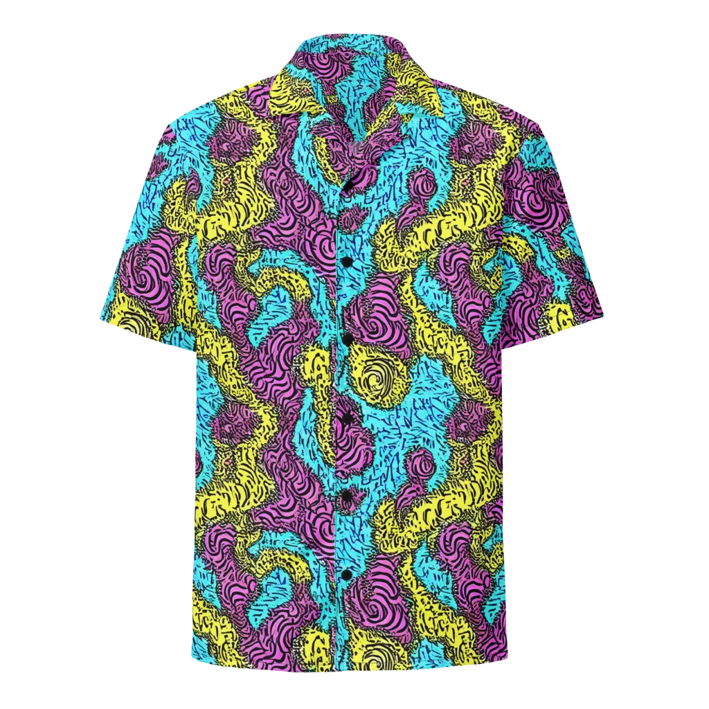 Electric Bloom Maze on Button Shirt — Front