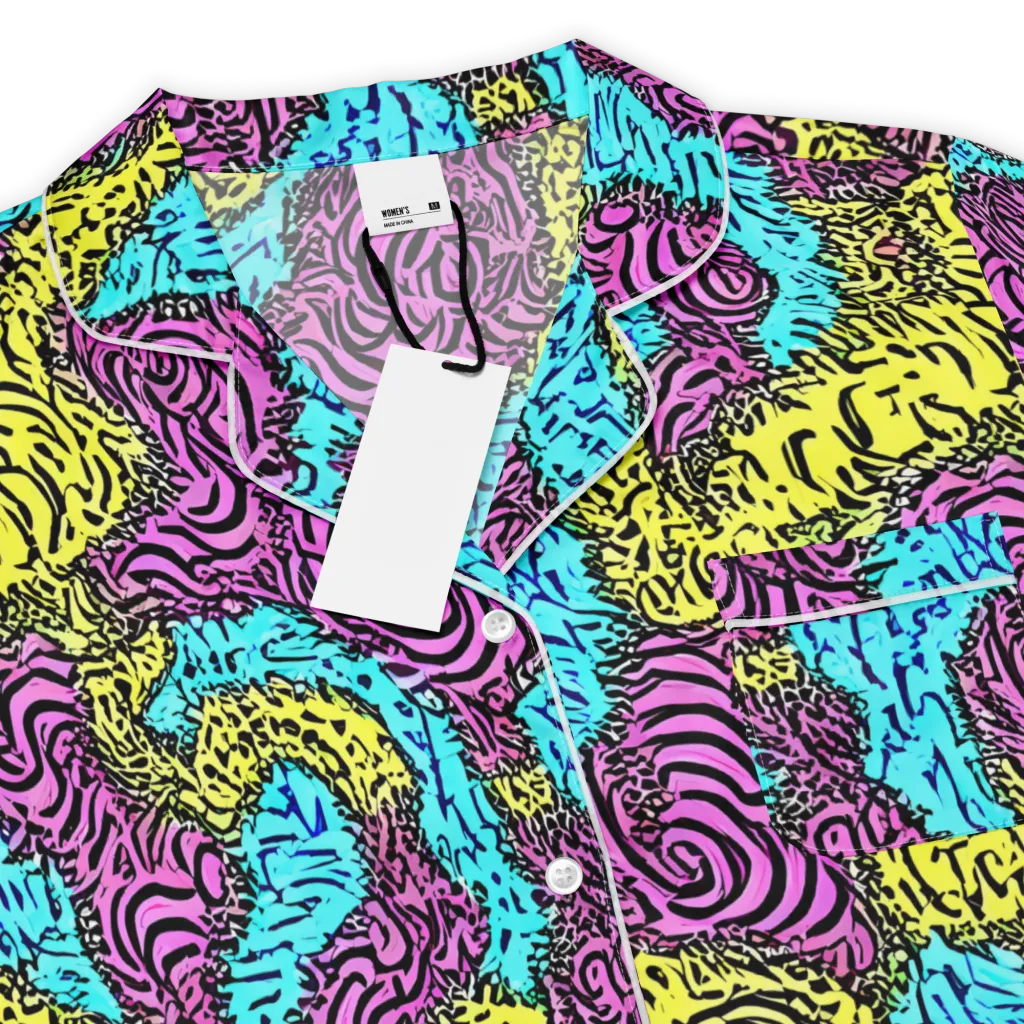 Electric Bloom Maze on Women's Short Sleeve Pajama Top — Product details