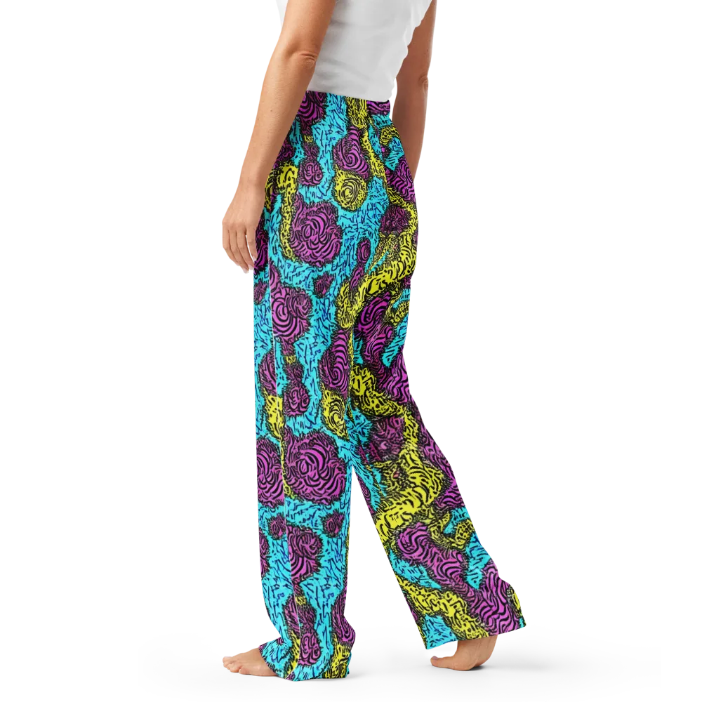 Electric Bloom Maze on Women's Pajama Pants — Left