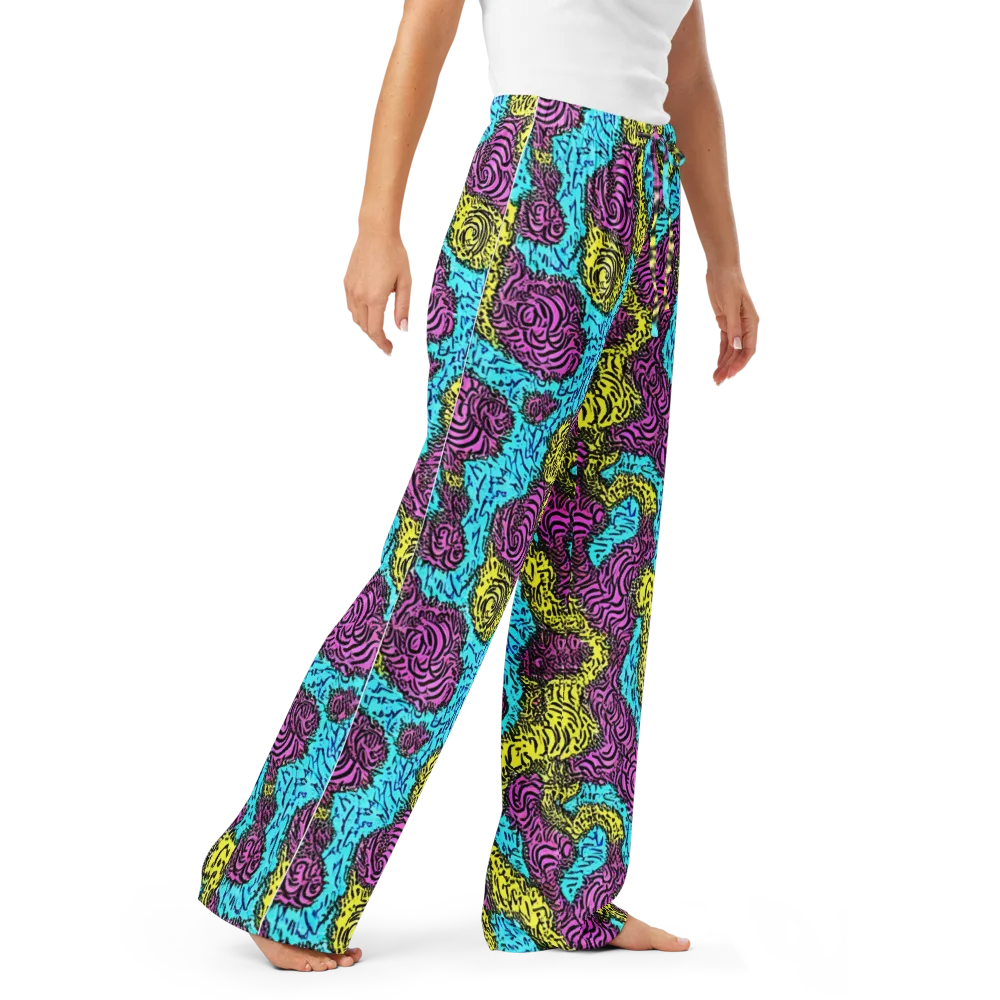 Electric Bloom Maze on Women's Pajama Pants — Right Front