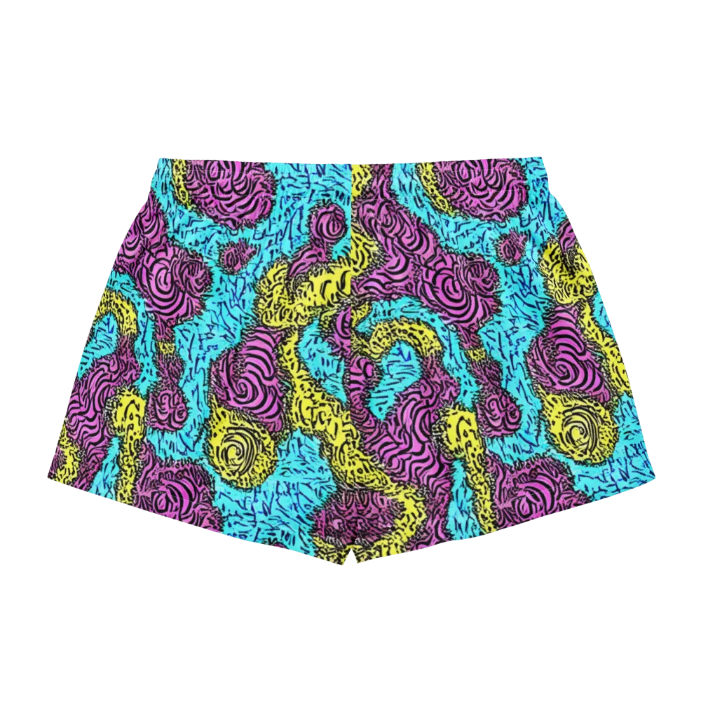 Electric Bloom Maze on Women's Pajama Shorts — Back