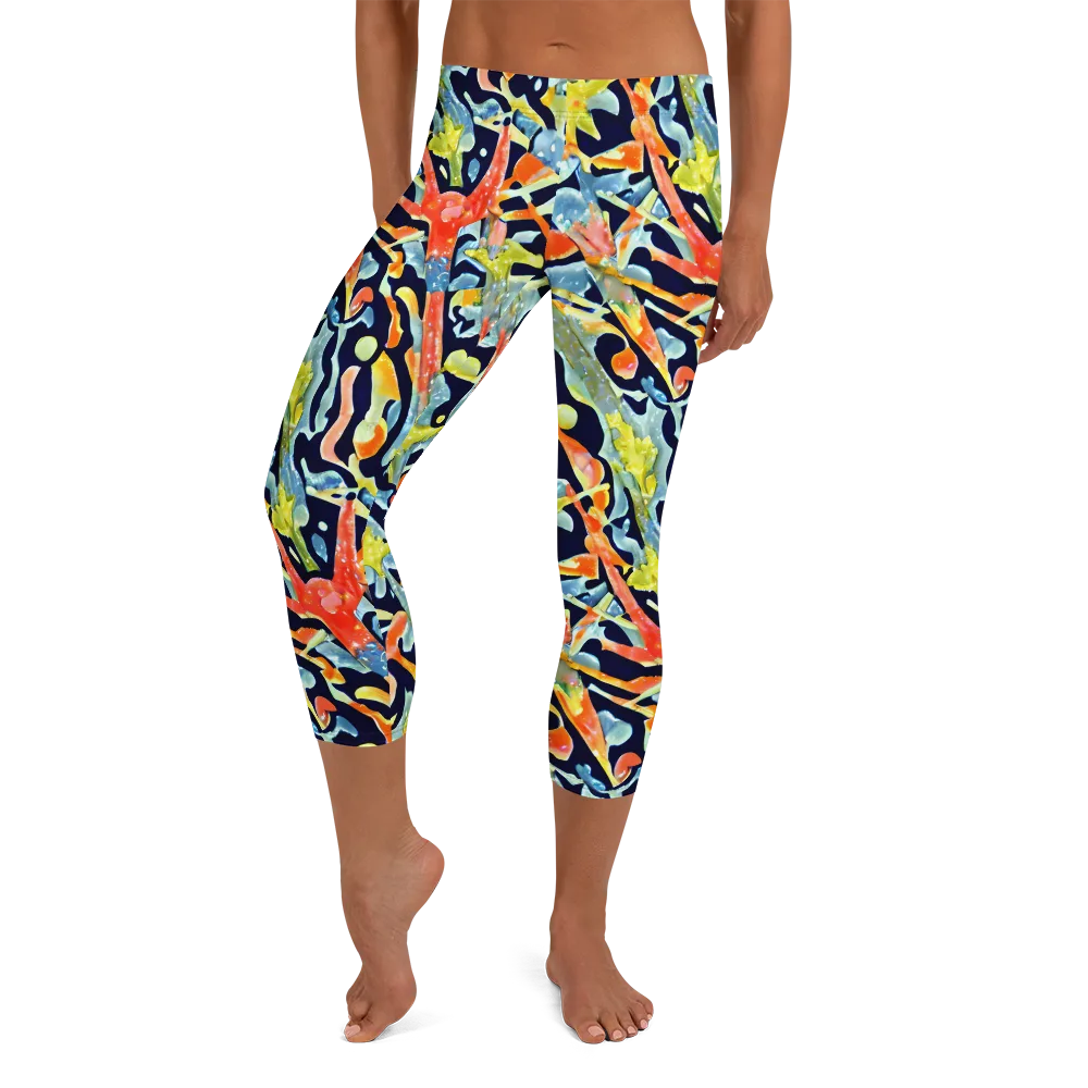 Prismatic Reef on Capri Leggings — Front