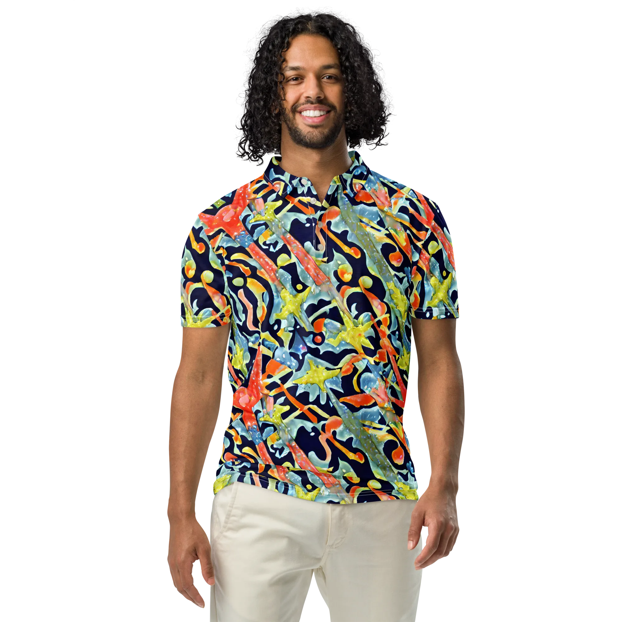 Prismatic Reef on Men's Slim Fit Polo Shirt — Front
