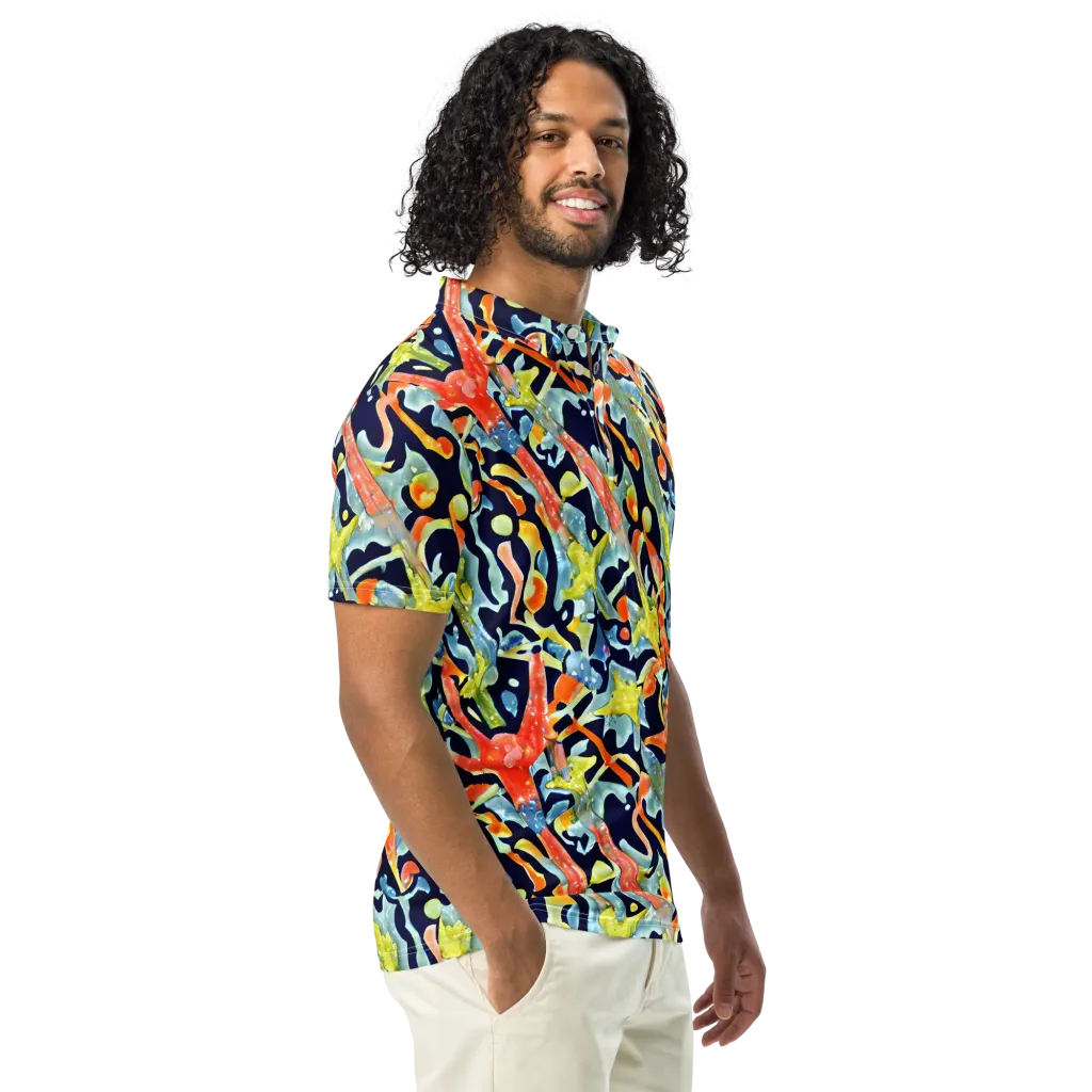 Prismatic Reef on Men's Slim Fit Polo Shirt — Right Front