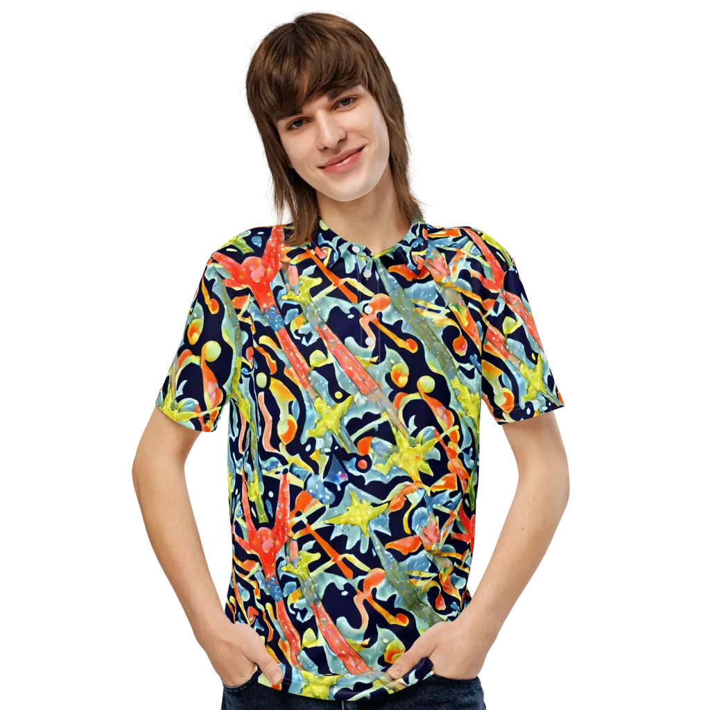 Prismatic Reef on Men's Slim Fit Polo Shirt — Front