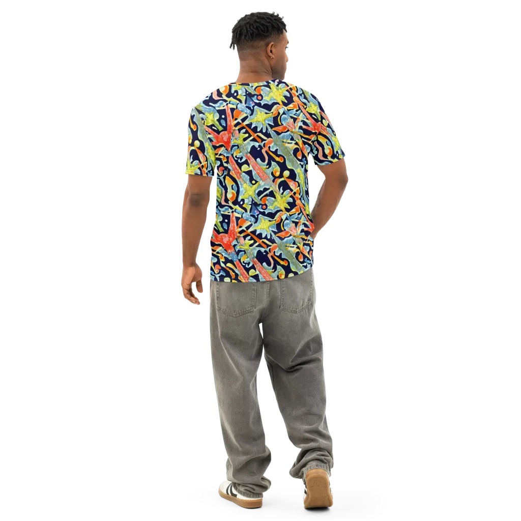 Prismatic Reef on Men's Cotton Crew Neck T-Shirt — Back