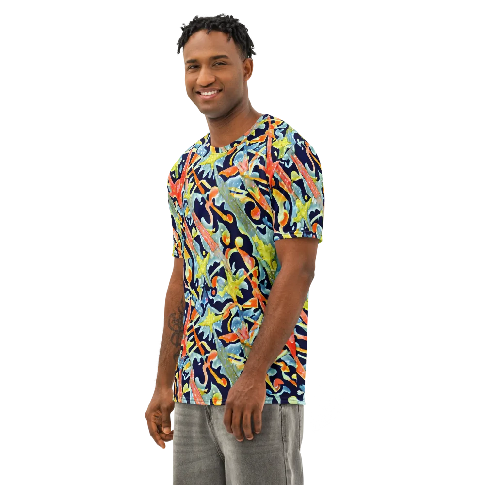 Prismatic Reef on Men's Cotton Crew Neck T-Shirt — Left Front