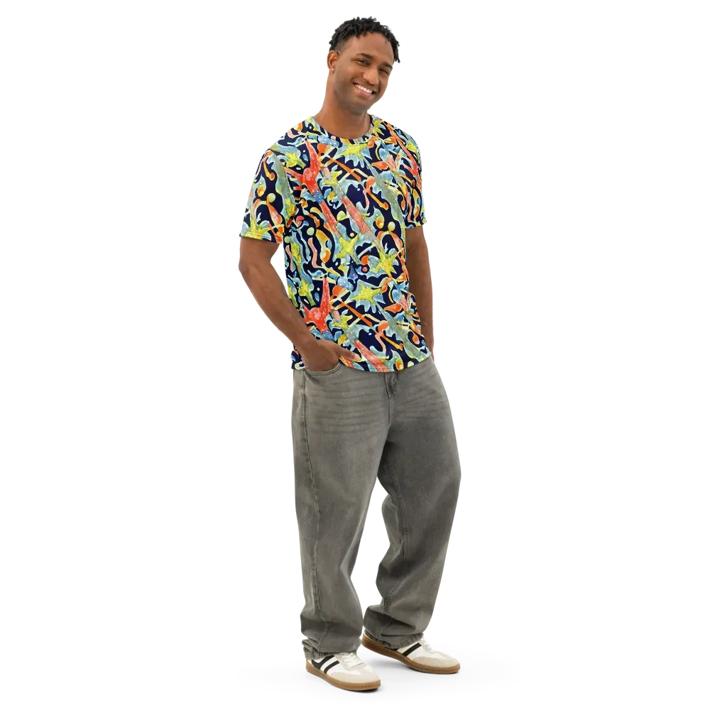 Prismatic Reef on Men's Cotton Crew Neck T-Shirt — Right Front