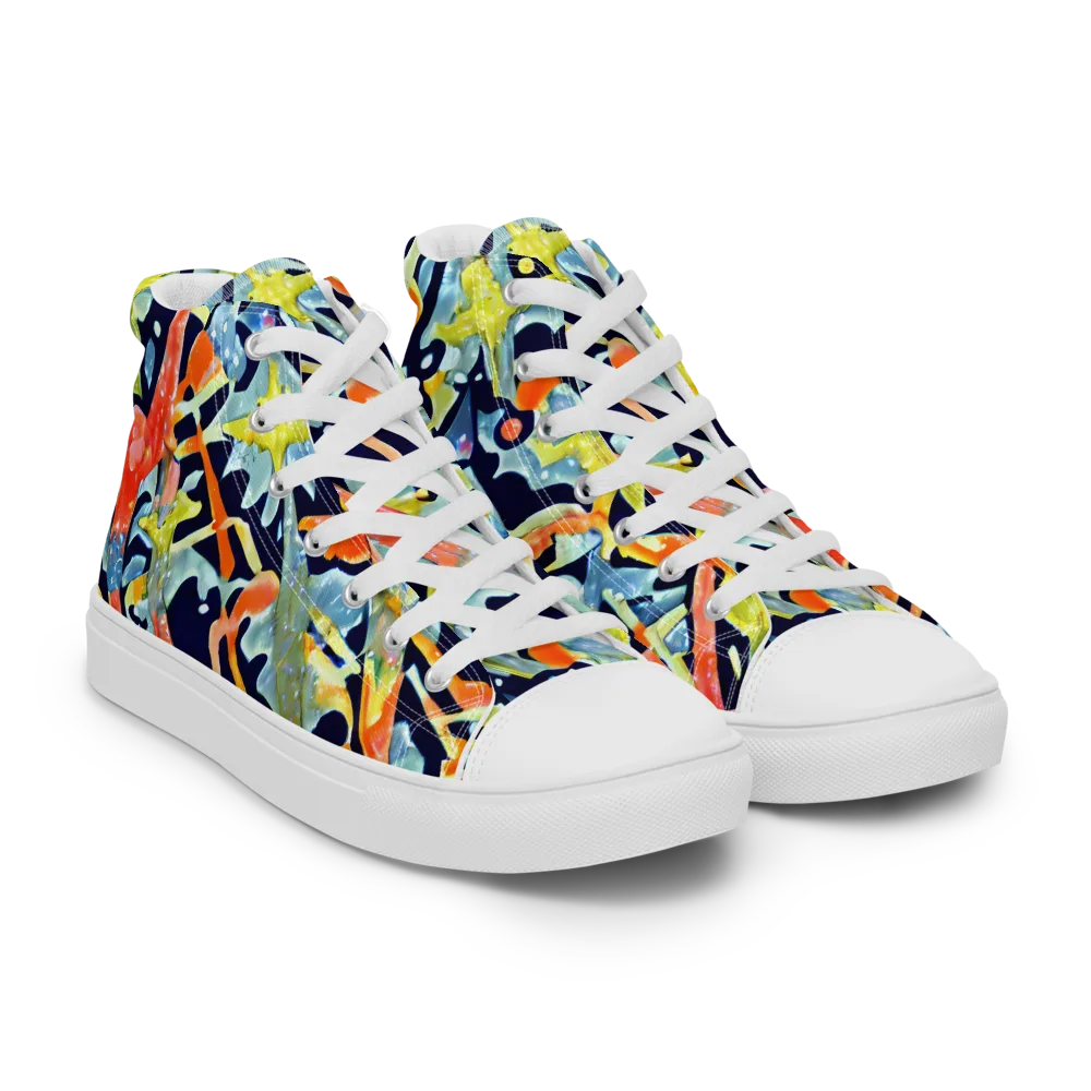 Prismatic Reef on Men's High Top Canvas Shoes — Right Front