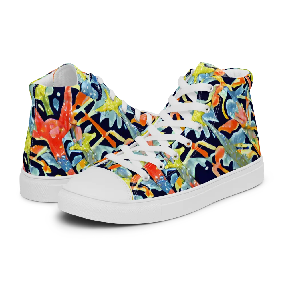 Prismatic Reef on Men's High Top Canvas Shoes — Left