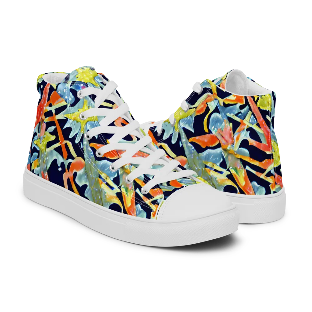 Prismatic Reef on Men's High Top Canvas Shoes — Right