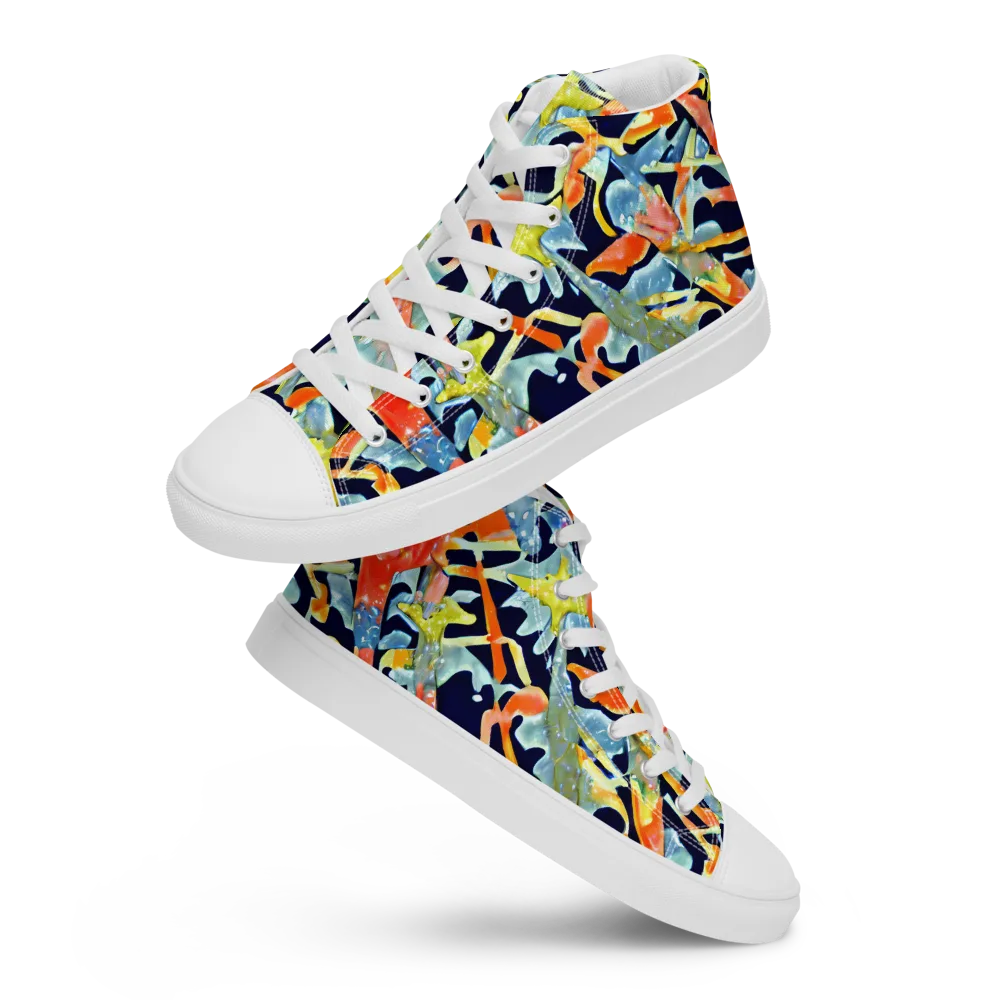 Prismatic Reef on Men's High Top Canvas Shoes — Front