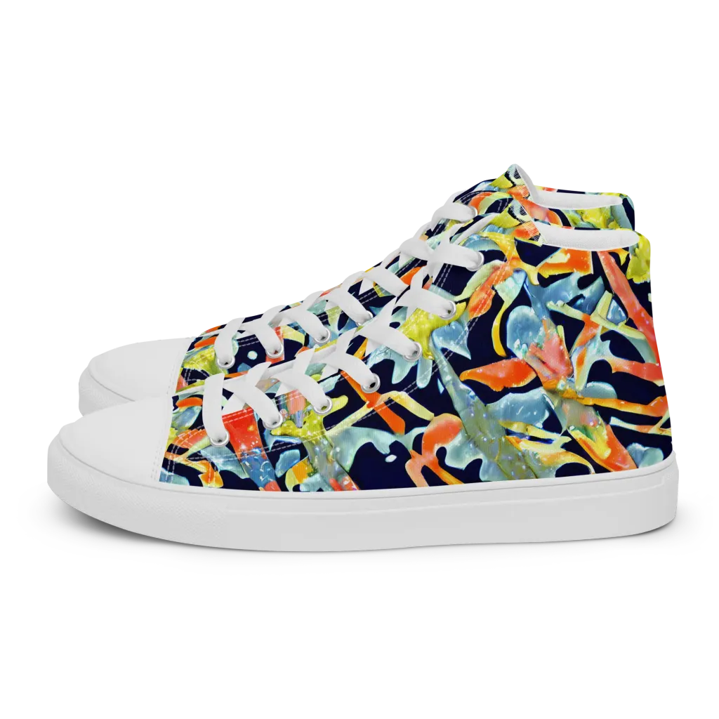Prismatic Reef on Women's High Top Canvas Shoes — Left