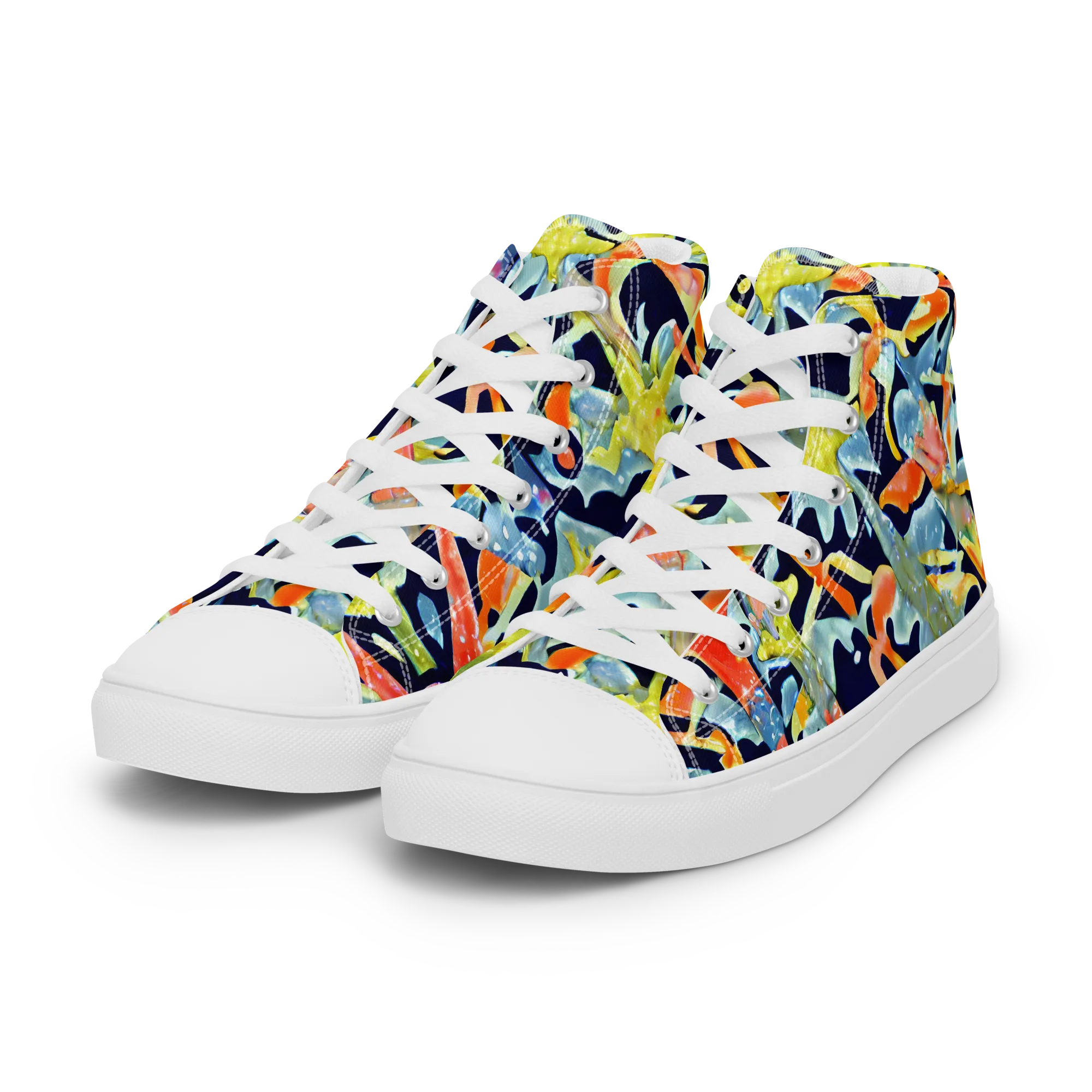 Prismatic Reef on Women's High Top Canvas Shoes — Left Front