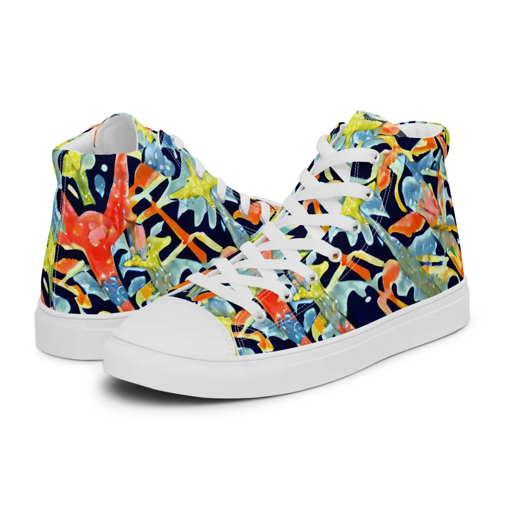 Prismatic Reef on Women's High Top Canvas Shoes — Left
