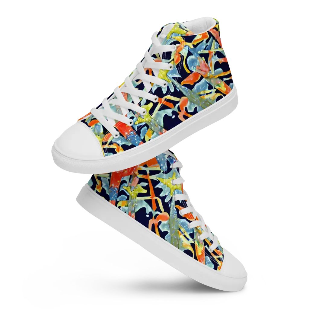 Prismatic Reef on Women's High Top Canvas Shoes — Front