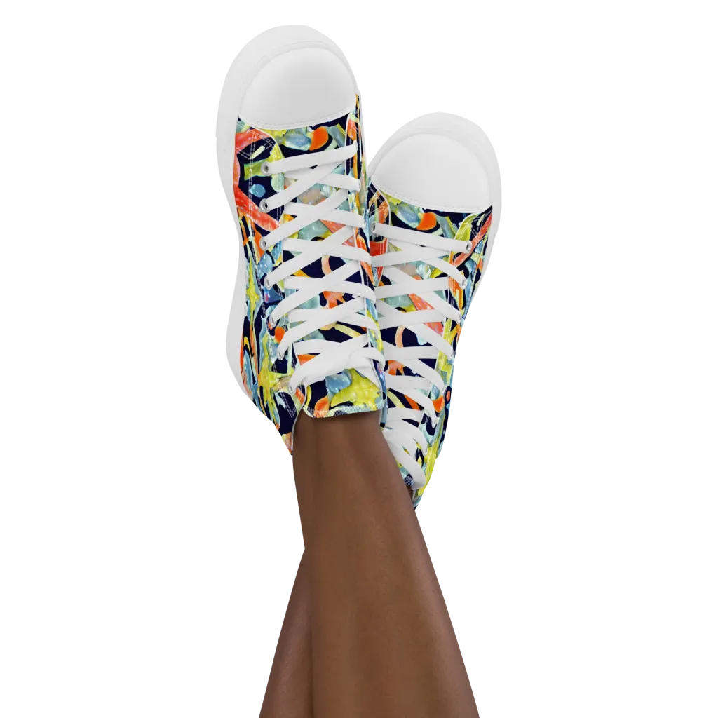 Prismatic Reef on Women's High Top Canvas Shoes — Front