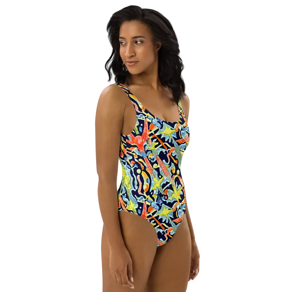 Prismatic Reef on One-Piece Swimsuit — Right